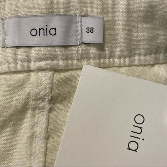 Onia Stretch Linen Trouser in White - Picture 5 of 7